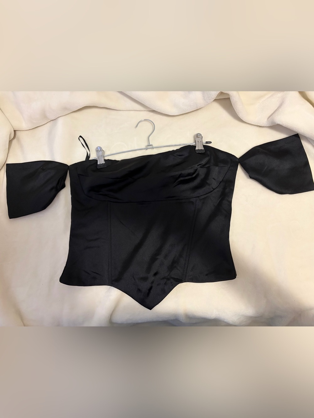 Forever 21 Off-Shoulder Black Satin Corset Top